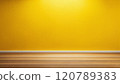 vivid yellow wall in room. Beautiful minimalistic interior background 120789383
