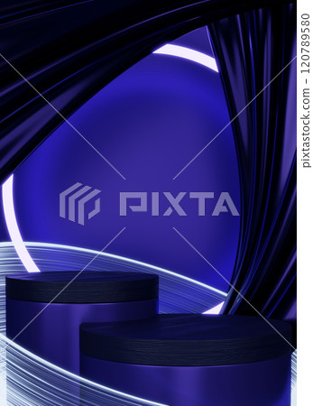 Dark blue geometric background, japanese style podium blue concept .3d rendering 120789580