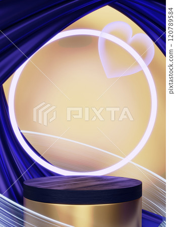 Dark blue geometric background, japanese style podium blue concept .3d rendering 120789584