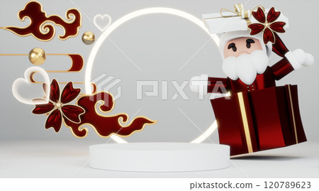 Red stage podium decoration suitable for products.3D rendering 120789623