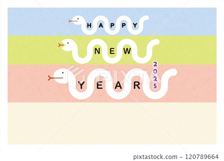 2025 年新年明信片模板與可愛的三蛇插圖 2025 年新年明信片模板與可愛的三蛇插圖 120789664