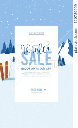 Background for Happy New Year shopping sale.Vertical Winter social media stories template.Christmas banners,cute illustrations with falling snowflakes.Event invitation,ad.Special offer text on ribbon. Background for Happy New Year shopping sale.Vertical Winter social media stories template.Christmas banners,cute illustrations with falling snowflakes.Event invitation,ad.Special offer text on ribbon. 120789909