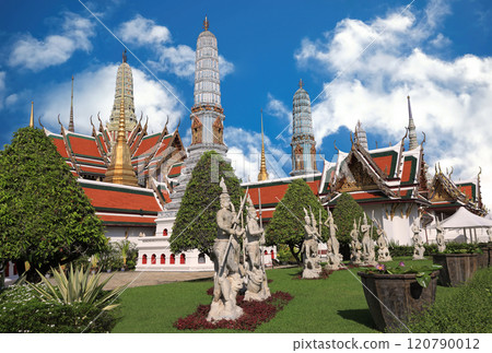 Wat Phra Kaew (The Temple of the Emerald Buddha) in Bangkok, Thailand is a sacred temple and it's a part of the Thai Grand Palace, the Temple houses an ancient Emerald Buddha 120790012