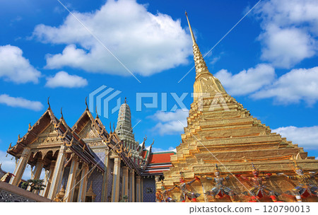 Wat Phra Kaew (The Temple of the Emerald Buddha) in Bangkok, Thailand is a sacred temple and it's a part of the Thai Grand Palace, the Temple houses an ancient Emerald Buddha. It is one of Bangkok's m Wat Phra Kaew (The Temple of the Emerald Buddha) in Bangkok, Thailand is a sacred temple and it's a part of the Thai Grand Palace, the Temple houses an ancient Emerald Buddha. It is one of Bangkok's m 120790013
