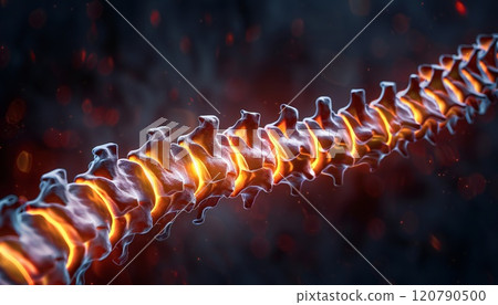 An image of back pain in the form of an x-ray spine An image of back pain in the form of an x-ray spine 120790500