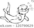 Line drawing of an otter. 120790629