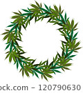 Wreath of hemp leaves. 120790630