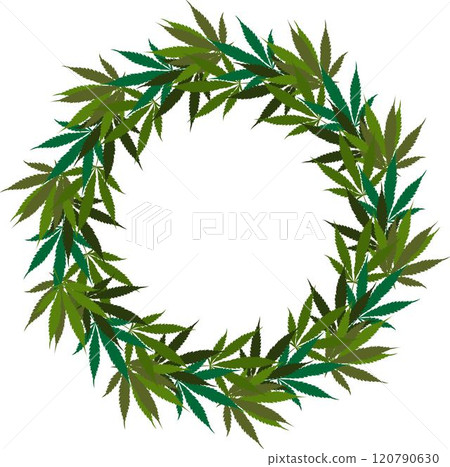 Wreath of hemp leaves. Wreath of hemp leaves. 120790630