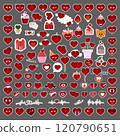 Valentines Day. Set of heart stickers. 120790651