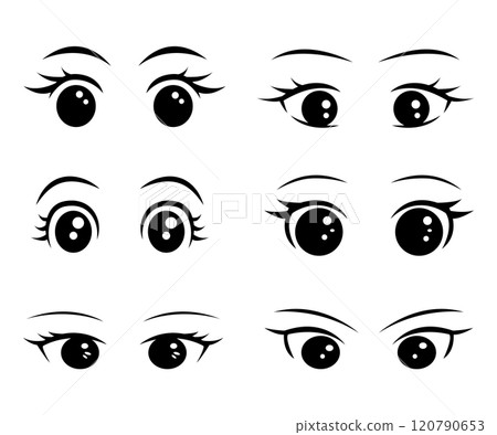 Anime eyes cartoon for element, facial expression, face and emotion Anime eyes cartoon for element, facial expression, face and emotion 120790653