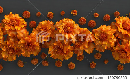 Orange marigold garland image is perfect for holiday events Orange marigold garland image is perfect for holiday events 120790833