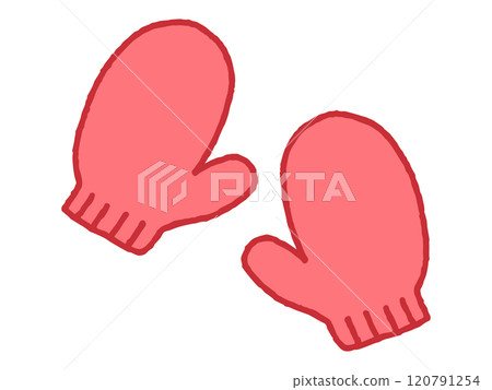 Simple loose hand-drawn illustration of gloves (red, pink) 120791254