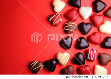 Valentine's Day 24 Heart-shaped handmade chocolate Valentine's Day 24 Heart-shaped handmade chocolate 120791283