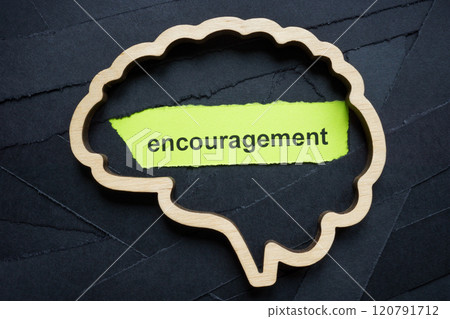 Brain with the word encouragement. Positive thinking concept. 120791712