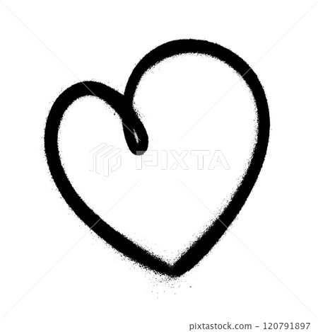 Sprayed graffiti heart in black on white. Vector illustration 120791897