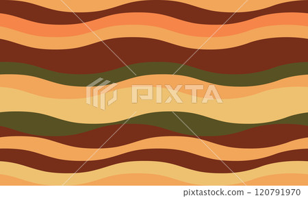 Abstract background with wavy stripes in vibrant colors, creating a rippled, liquid effect. Smooth curves and textured lines add elegance, vitality, and creativity. Ideal for wallpaper or textile. 120791970