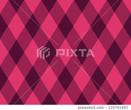 Argyle pattern of geometric rhombus. Harlequin check wallpaper design. Classic diamond shaped textile material for web background, print fabric clothing, sweater, wrapping paper, gift card, invitation 120791983