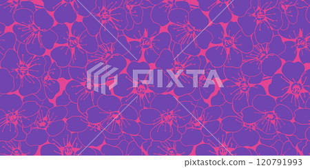 Hand drawn floral pattern vector design. Flower drawing simple ornament. Hand drawn floral pattern vector design. Flower drawing simple ornament. 120791993