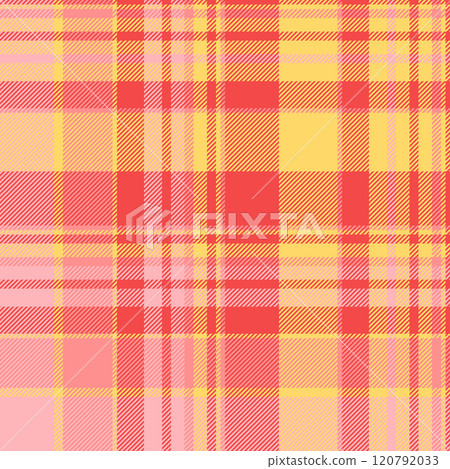 Silky vector check background, artistic pattern plaid textile. Shop texture tartan seamless fabric in amber and pretty red colors. 120792033