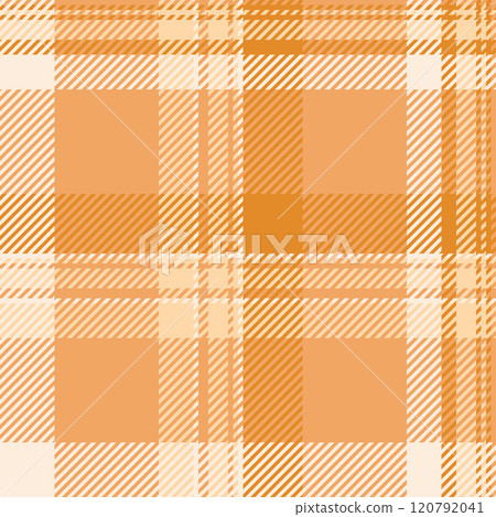 Herringbone pattern tartan plaid, brazil check fabric background. Easter vector seamless texture textile in orange and sandy brown colors. 120792041