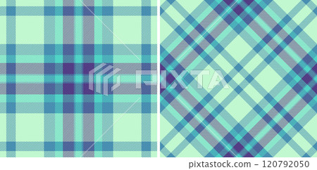 Texture tartan check of seamless fabric background with a textile plaid vector pattern. Set in cold colors. Stylish scarves for women. 120792050