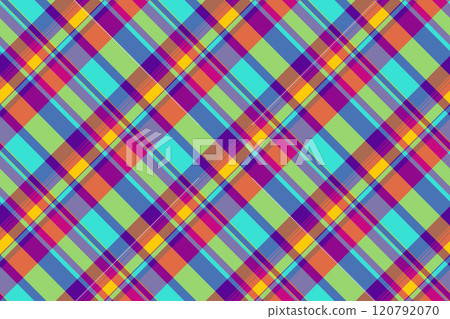 Advertising pattern tartan plaid, package check fabric seamless. Subtle background vector texture textile in blue and magenta colors. 120792070