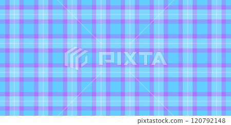 Repeating plaid tartan texture, girl seamless check pattern. Unique background textile vector fabric in cyan and blue colors. 120792148