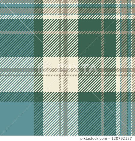 Real check plaid pattern, conceptual fabric tartan texture. Antique vector seamless textile background in mint and light colors. 120792157