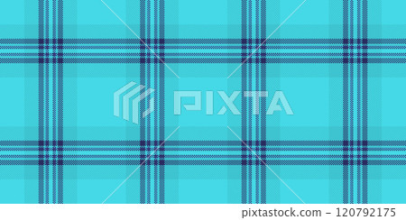 Formal seamless background vector, outside textile texture pattern. Irish fabric tartan check plaid in cyan and blue colors. Formal seamless background vector, outside textile texture pattern. Irish fabric tartan check plaid in cyan and blue colors. 120792175