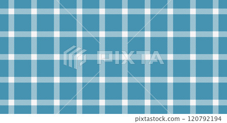 Popular check seamless tartan, mother pattern plaid background. 50s texture textile fabric vector in cyan and white colors. Popular check seamless tartan, mother pattern plaid background. 50s texture textile fabric vector in cyan and white colors. 120792194