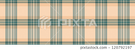 Dress background textile vector, bandanna pattern tartan seamless. Small texture plaid fabric check in orange and teal colors. 120792197