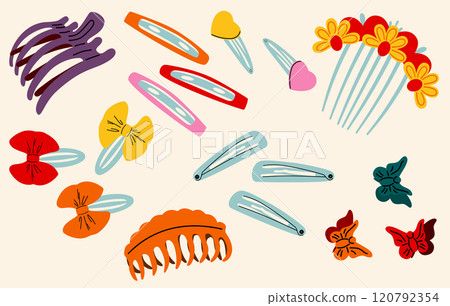 A set of different hairpins. Hair accessories. 120792354