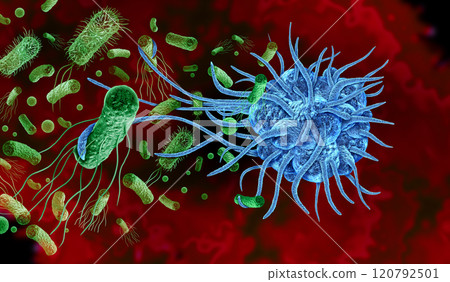 Phagocyte Attacking Bacteria 120792501