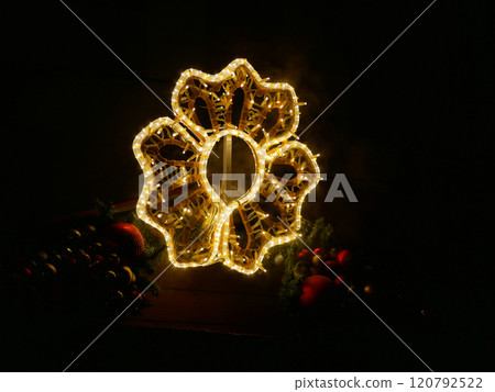 Christmas decorations on the city streets of Cesky Krumlov 120792522