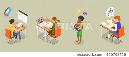 3D Isometric Flat Vector Illustration of Knoledge and Education, Set of Academic Life Scenes 3D Isometric Flat Vector Illustration of Knoledge and Education, Set of Academic Life Scenes 120792716