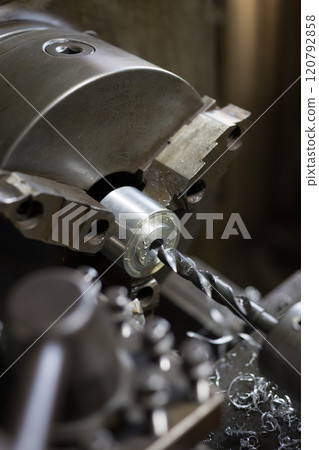 Drilling with lathe Drilling with lathe 120792858