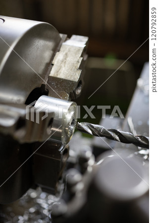 Drilling with lathe Drilling with lathe 120792859