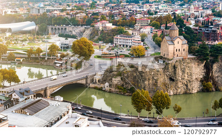 beautiful view of Narikala fortress and Tbilisi 120792977