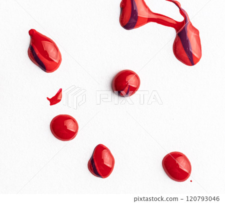 Shiny drops of red enamel 120793046