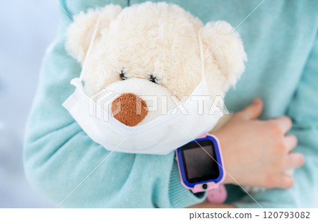 Teddy bear in medical mask 120793082
