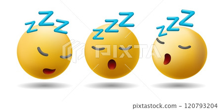 3d sleeping emoji face set 120793204