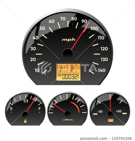 3D Car dashboard gauges 120793206