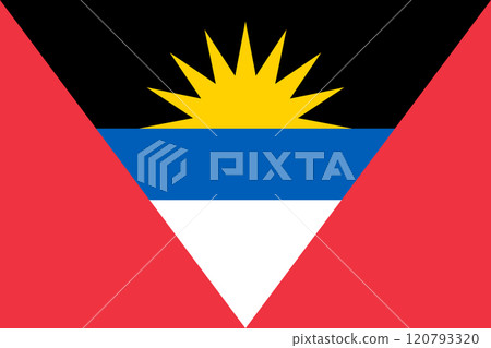 Antigua and Barbuda flag in official colors, dimensions and aspect ratio. Vector flag symbolizing national pride, identity, heritage, patriotism and authority Antigua and Barbuda flag in official colors, dimensions and aspect ratio. Vector flag symbolizing national pride, identity, heritage, patriotism and authority 120793320