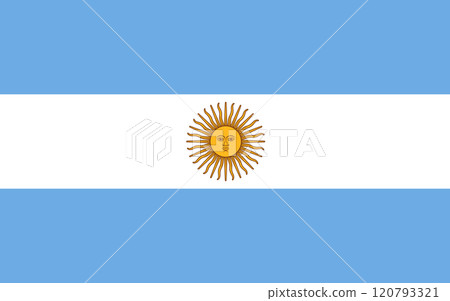 Argentina flag in official colors, dimensions and aspect ratio. Vector flag symbolizing national pride, identity, heritage, patriotism and authority Argentina flag in official colors, dimensions and aspect ratio. Vector flag symbolizing national pride, identity, heritage, patriotism and authority 120793321