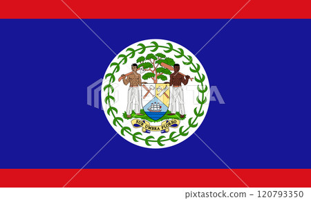 Belize flag in official colors, dimensions and aspect ratio. Vector flag symbolizing national pride, identity, heritage, patriotism and authority Belize flag in official colors, dimensions and aspect ratio. Vector flag symbolizing national pride, identity, heritage, patriotism and authority 120793350