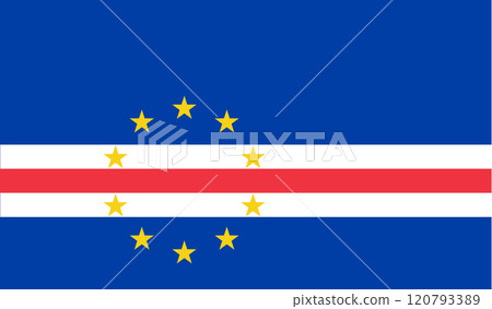 Cape Verde flag in official colors, dimensions and aspect ratio. Vector flag symbolizing national pride, identity, heritage, patriotism and authority 120793389