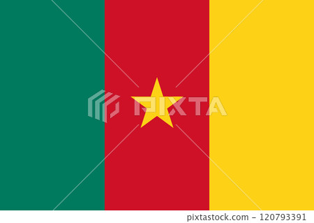 Cameroon flag in official colors, dimensions and aspect ratio. Vector flag symbolizing national pride, identity, heritage, patriotism and authority Cameroon flag in official colors, dimensions and aspect ratio. Vector flag symbolizing national pride, identity, heritage, patriotism and authority 120793391