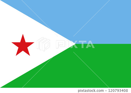 Djibouti flag in official colors, dimensions and aspect ratio. Vector flag symbolizing national pride, identity, heritage, patriotism and authority Djibouti flag in official colors, dimensions and aspect ratio. Vector flag symbolizing national pride, identity, heritage, patriotism and authority 120793408