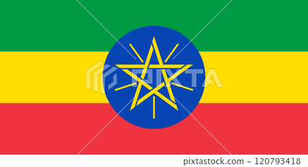 Ethiopia flag in official colors, dimensions and aspect ratio. Vector flag symbolizing national pride, identity, heritage, patriotism and authority 120793418