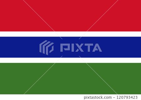 Gambia flag in official colors, dimensions and aspect ratio. Vector flag symbolizing national pride, identity, heritage, patriotism and authority 120793423